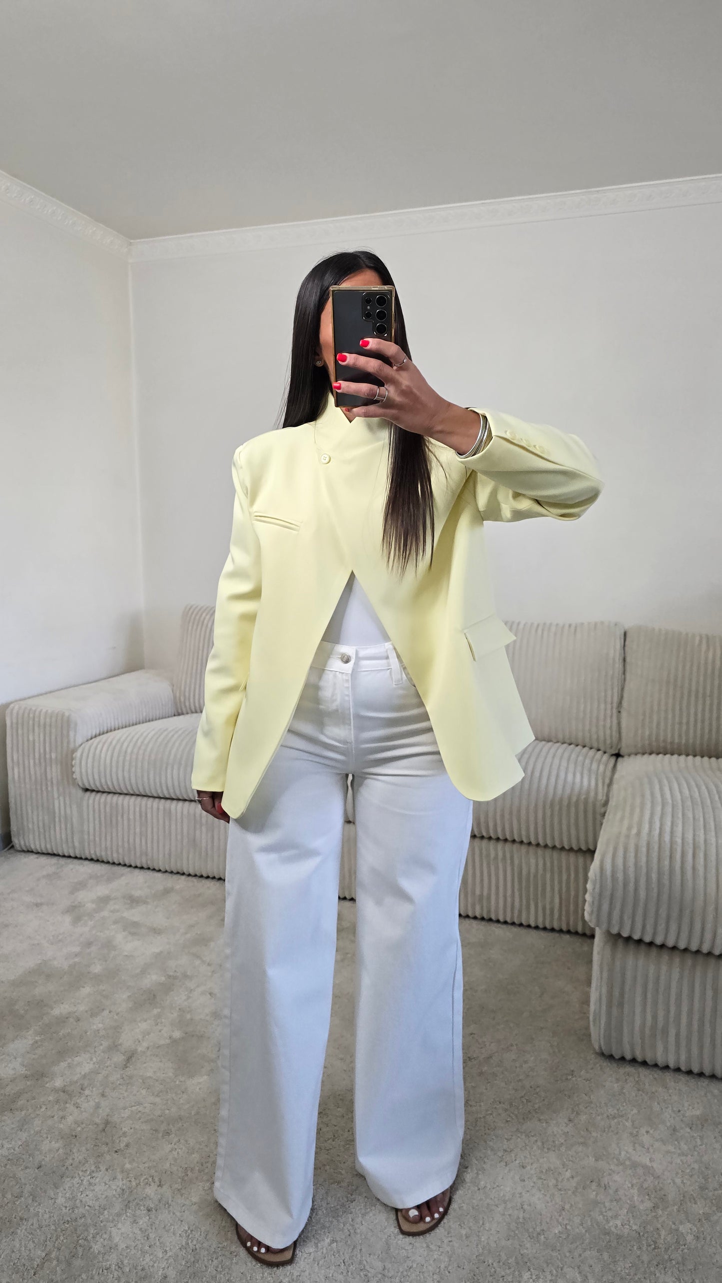 Blazer asymétrique structuré – jaune beurre lumineux