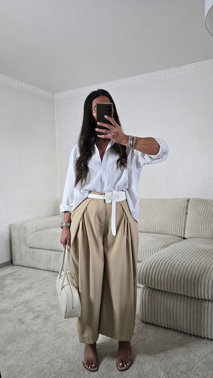 Sac épaule cuir lisse – écru doux