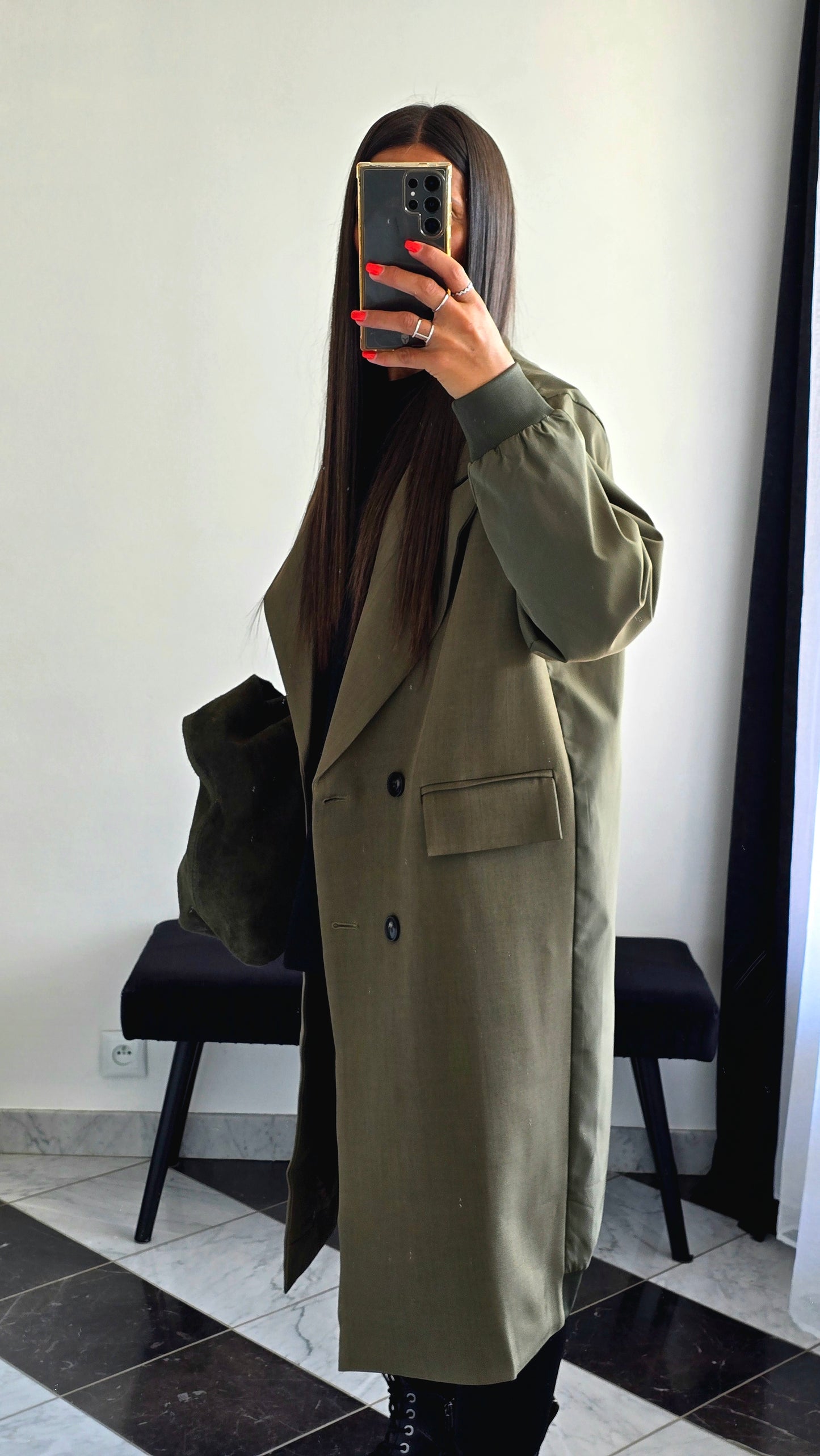 Manteau Long Esprit Blazer Bombers – Kaki