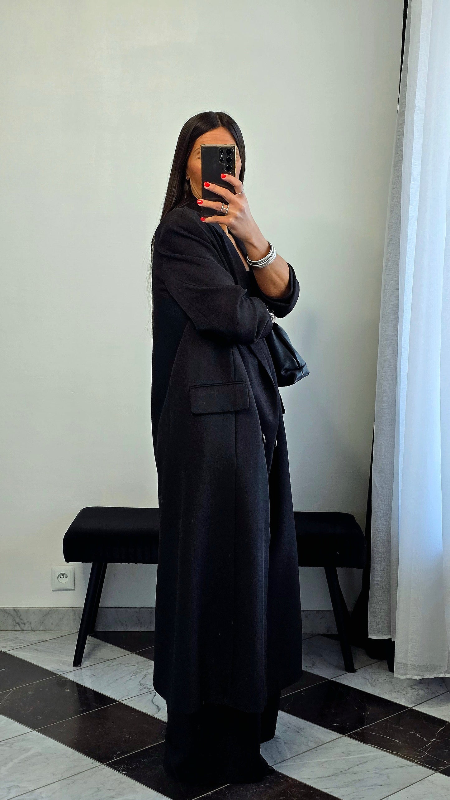 Blazer long oversize noir – coupe signature SOÉLA