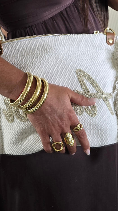 Bague perles - doré