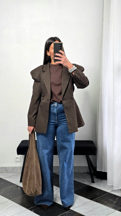 T-shirt à épaulettes chocolat en coton épais