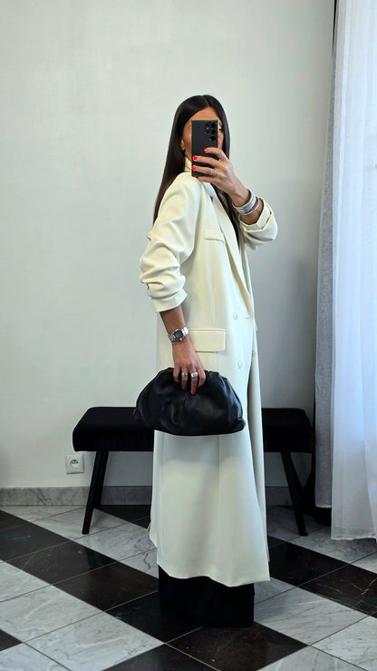 Blazer long oversize écru – coupe signature SOÉLA