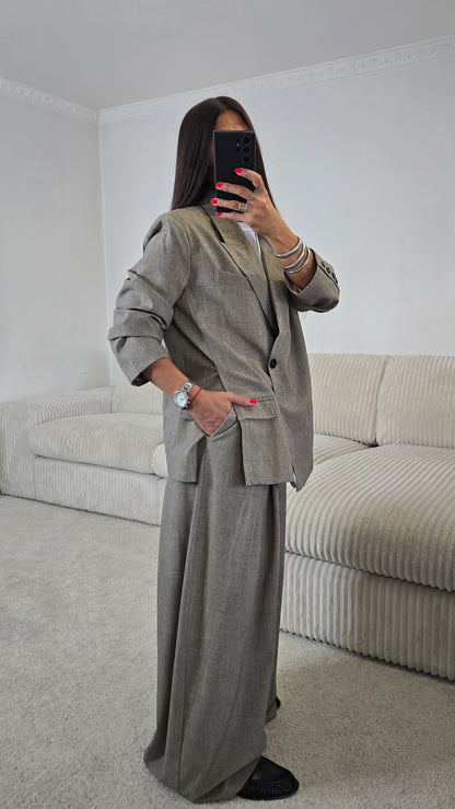 Blazer tailleur oversize taupe