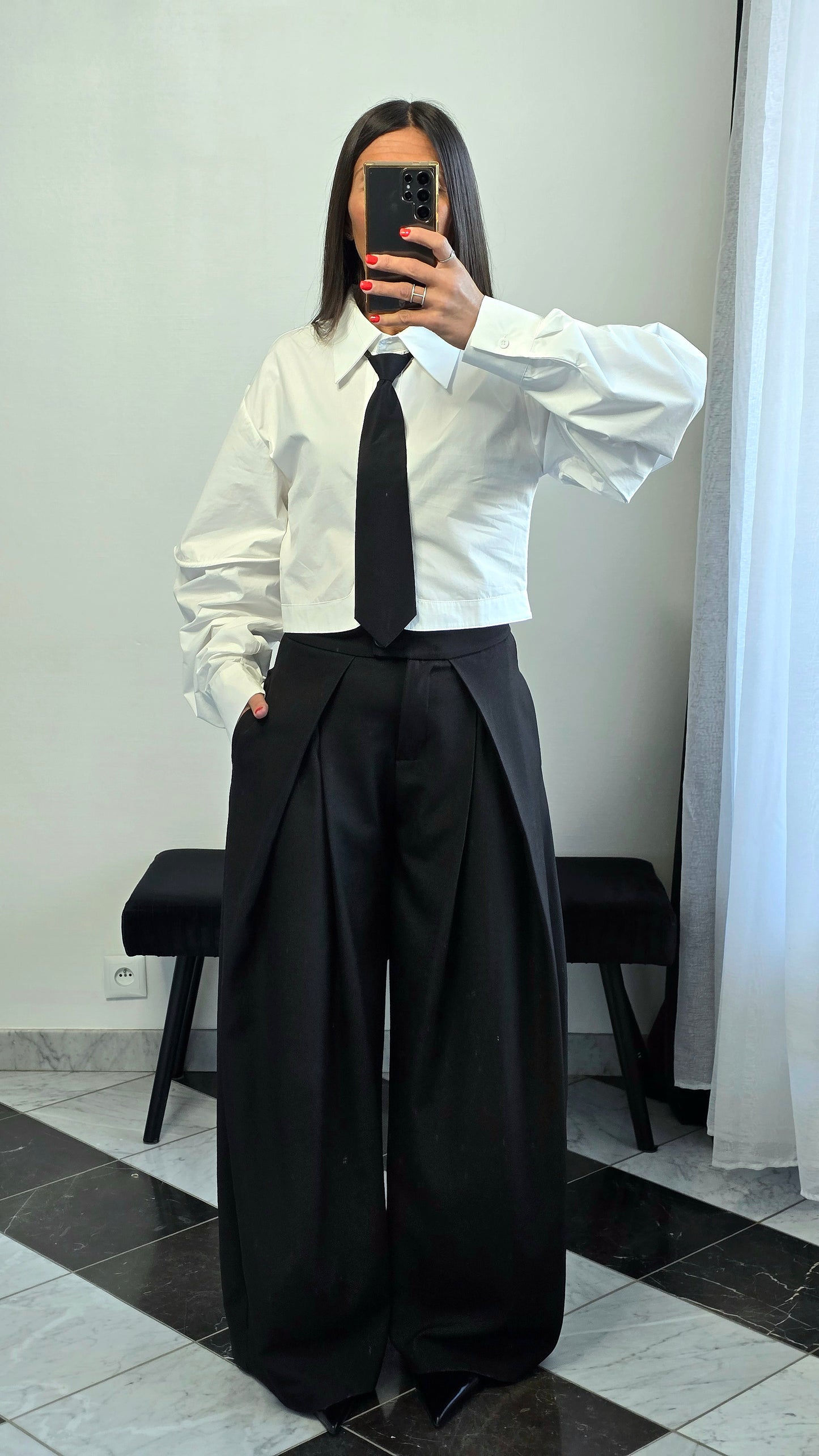 Pantalon tailoring large – noir