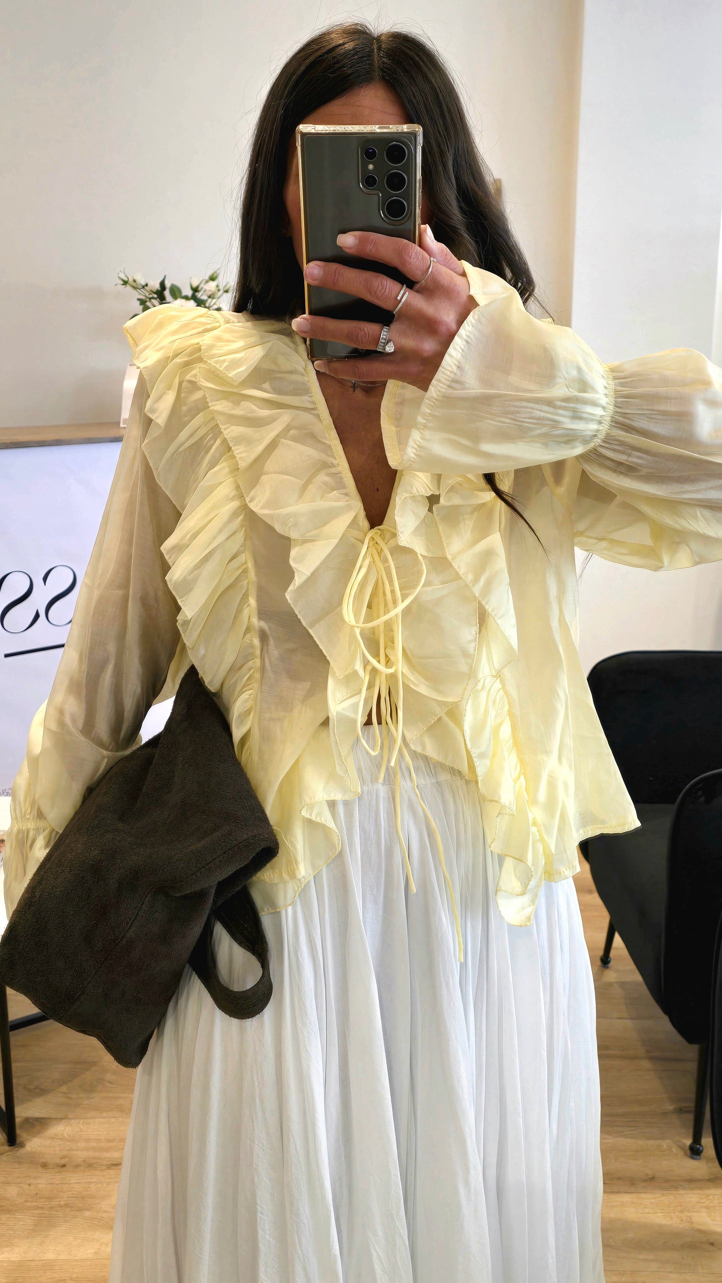 Chemisier Fluide À Volants – Jaune Pastel