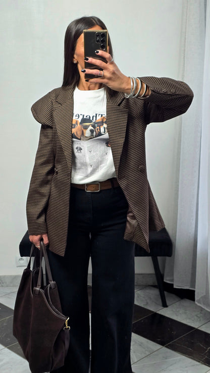 T-shirt blanc imprimé chien oversize en coton – style casual chic