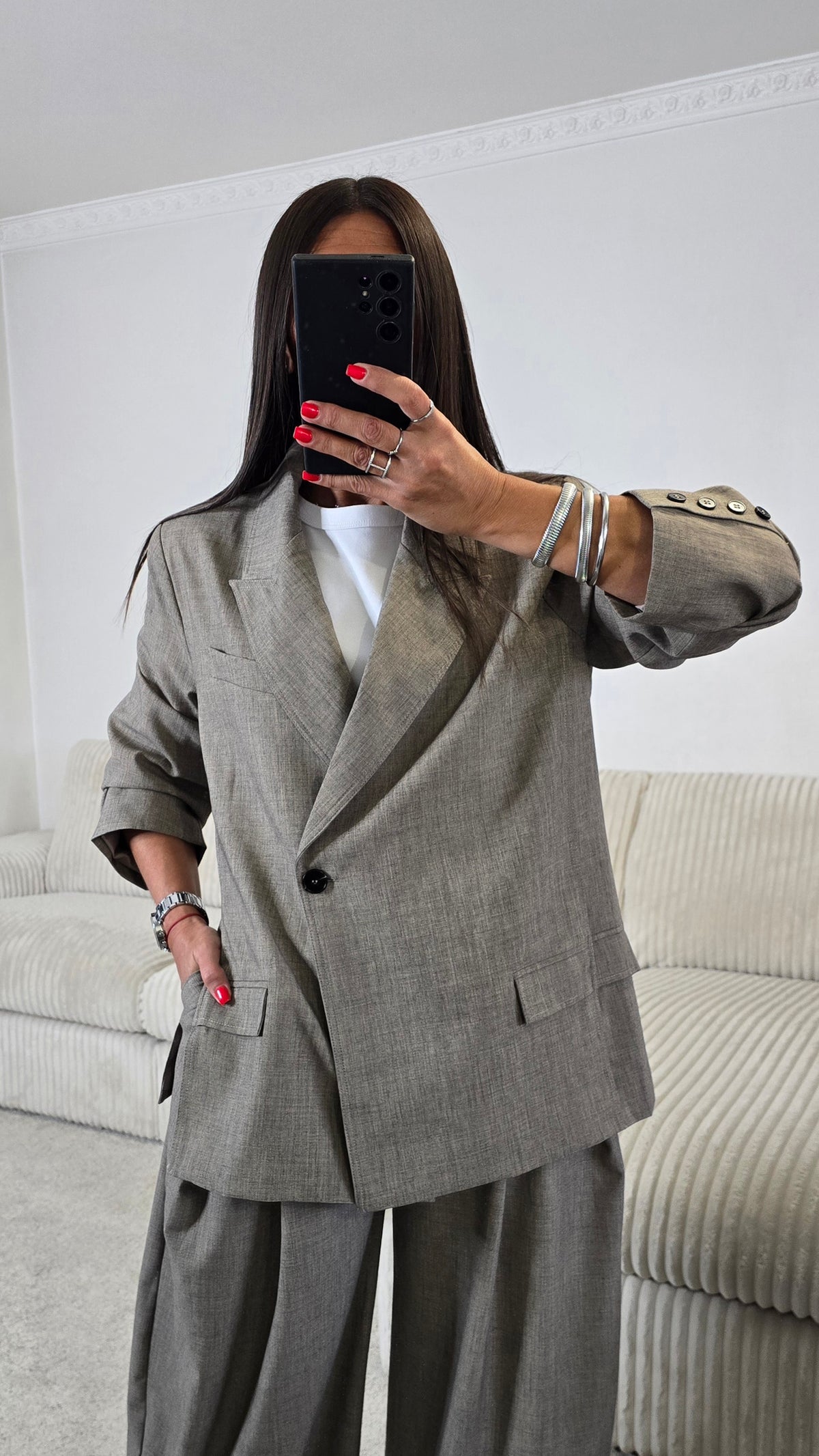 Blazer tailleur oversize taupe