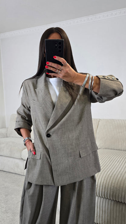 Blazer tailleur oversize taupe
