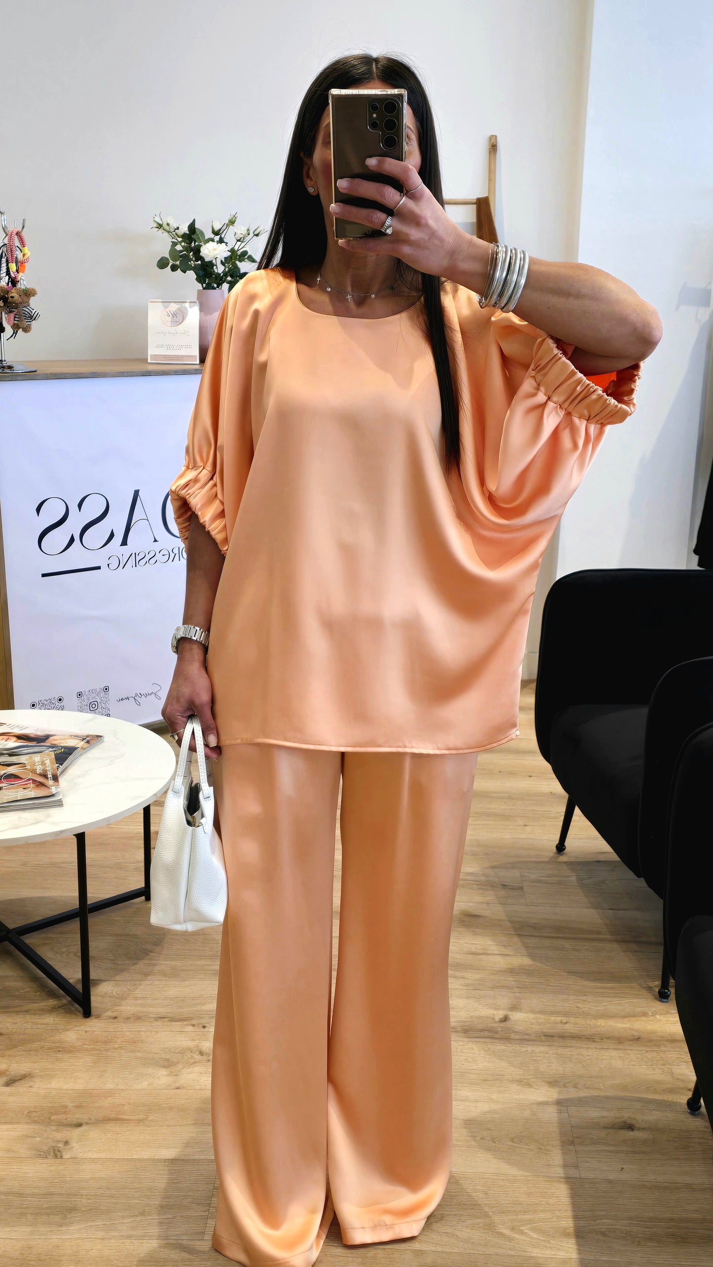 Tunique Satinée Pêche – Coupe Ample ⭐️ PRENIUM ⭐️