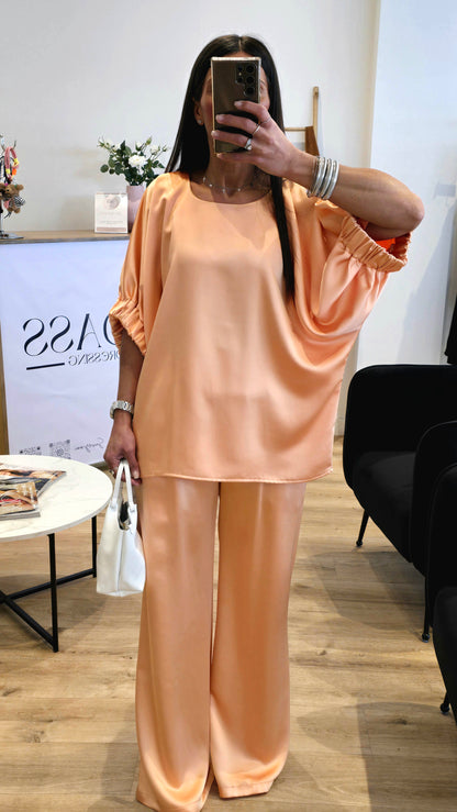 Tunique Satinée Pêche – Coupe Ample ⭐️ PRENIUM ⭐️