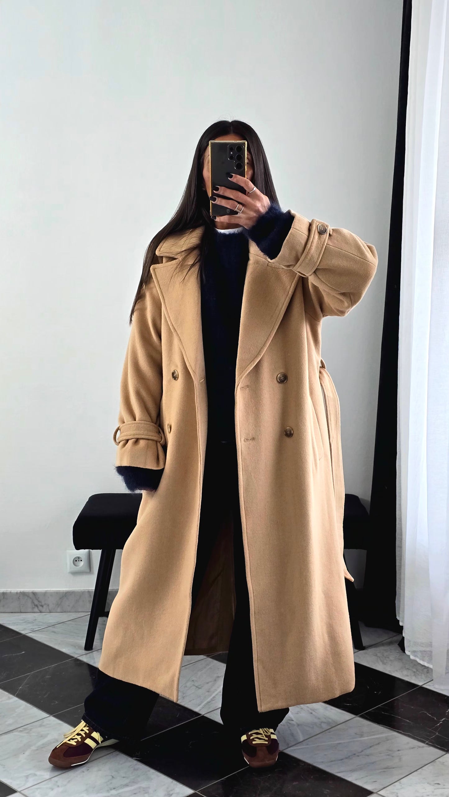 Manteau Long Ceinturé – Camel