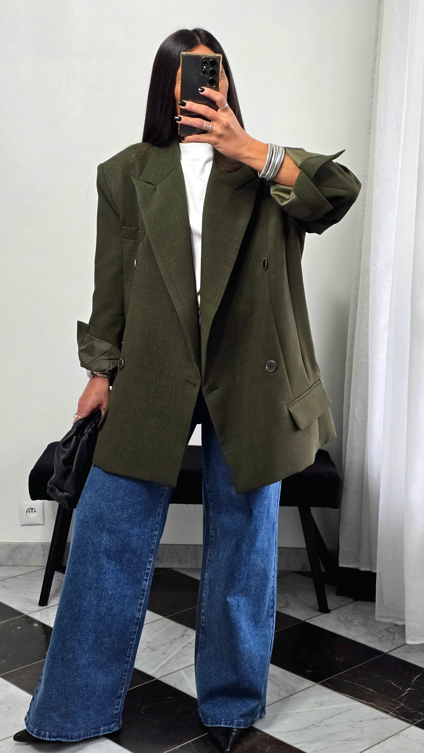 Blazer oversize vert feuille