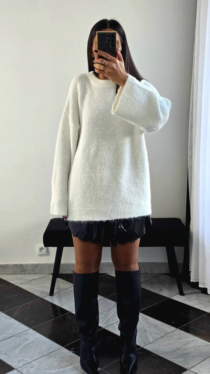 Pull Oversize Ultra-Doux – Blanc Neige