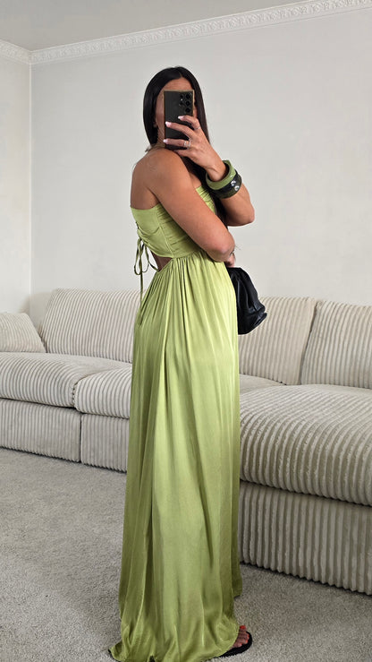 Robe longue dos nu - vert olive