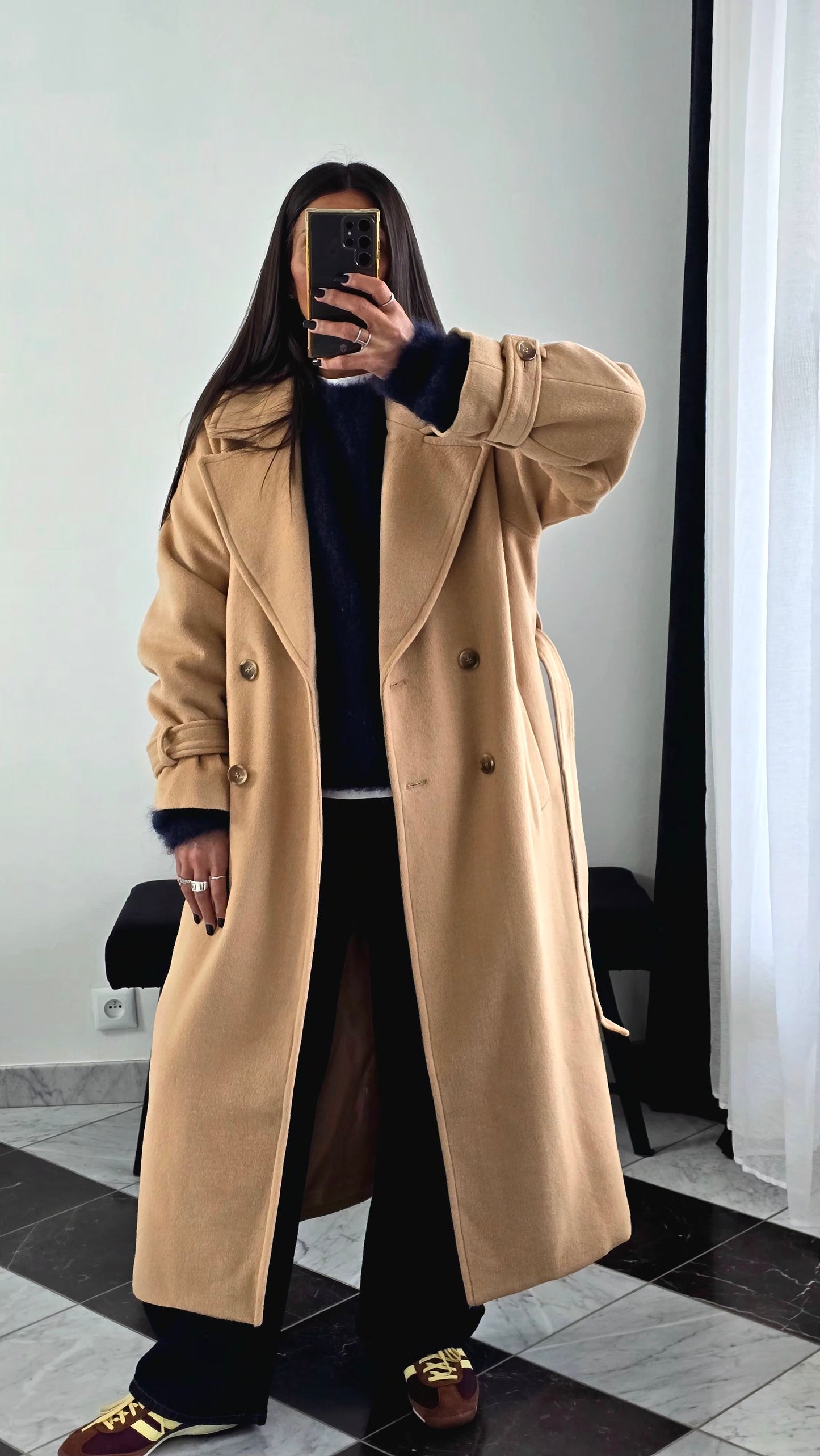 Manteau Long Ceinturé – Camel