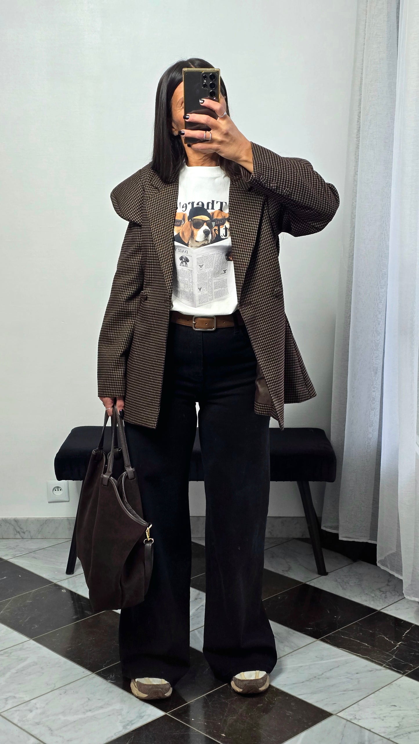 T-shirt blanc imprimé chien oversize en coton – style casual chic