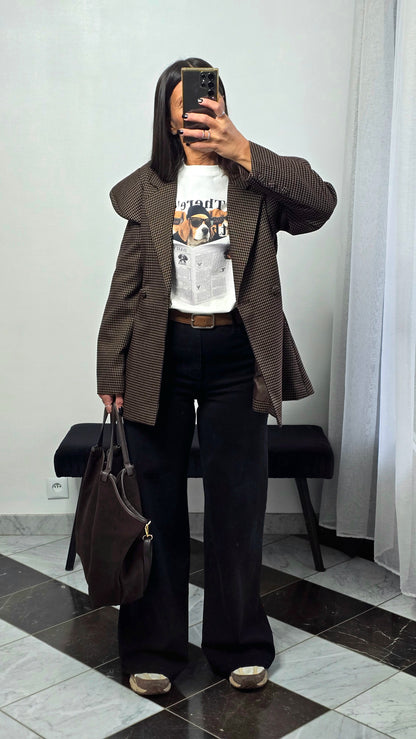 T-shirt blanc imprimé chien oversize en coton – style casual chic