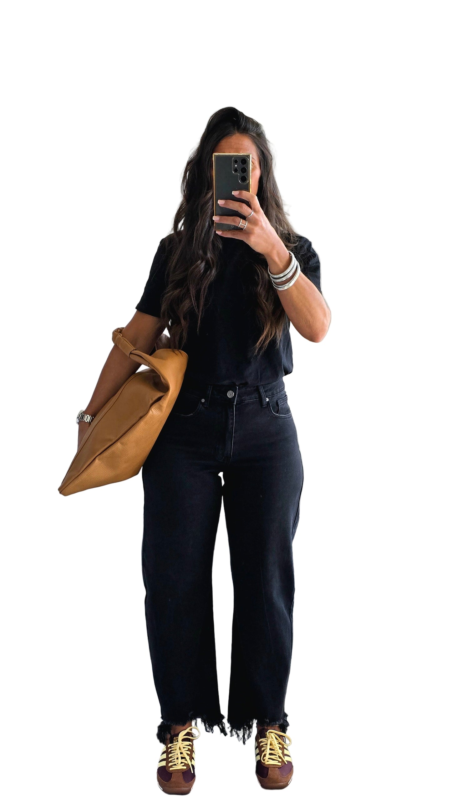 🖤 Jean Balloon Crop – Noir Effet Brut