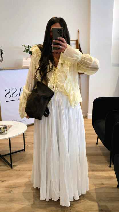 Chemisier Fluide À Volants – Jaune Pastel