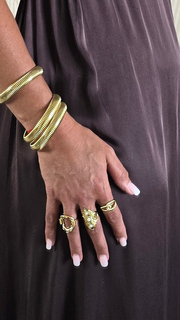 Bague perles - doré