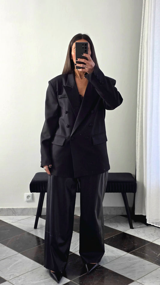 Blazer oversize structuré noir – esprit tailoring