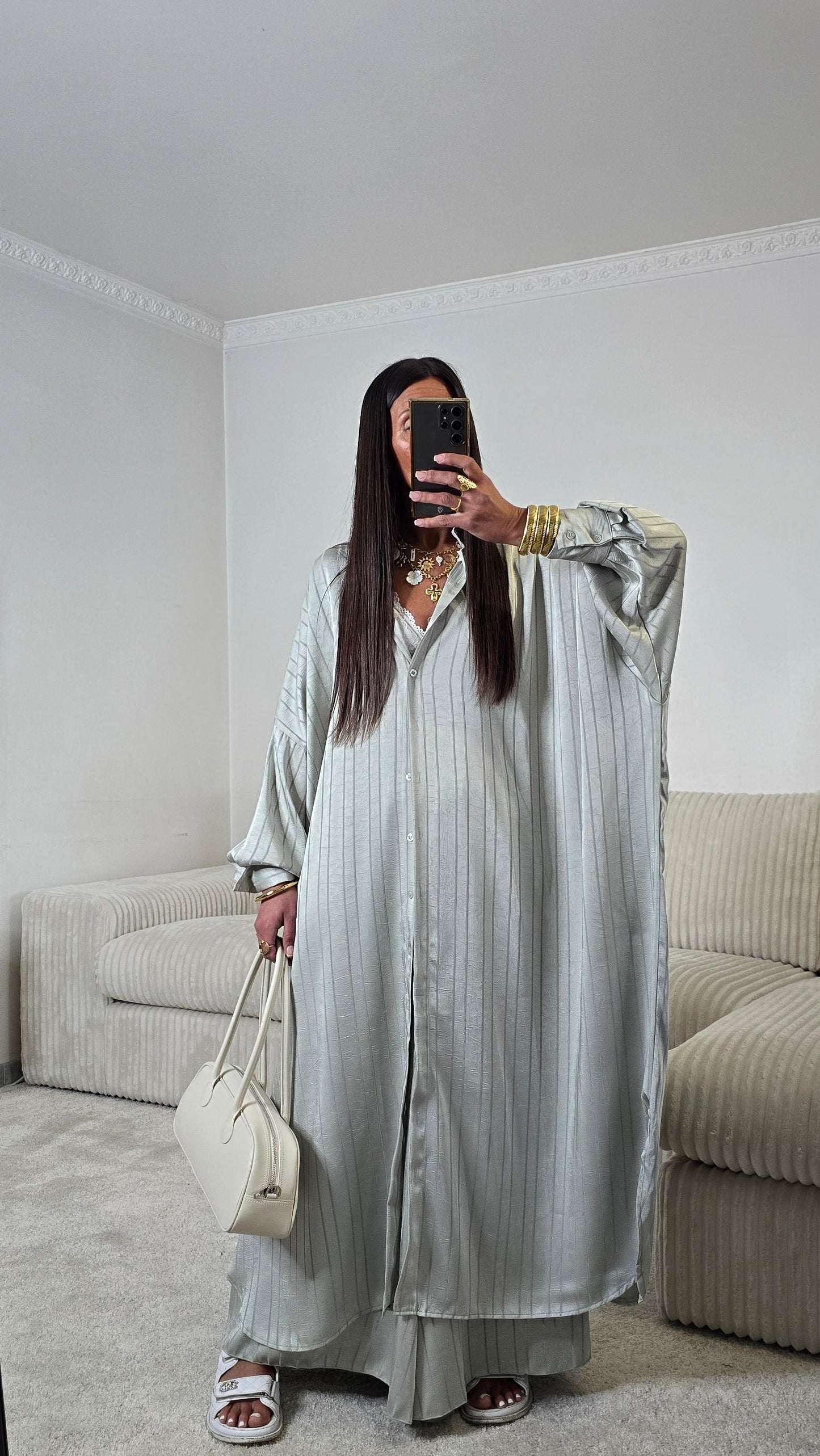 Sac épaule cuir lisse – écru doux