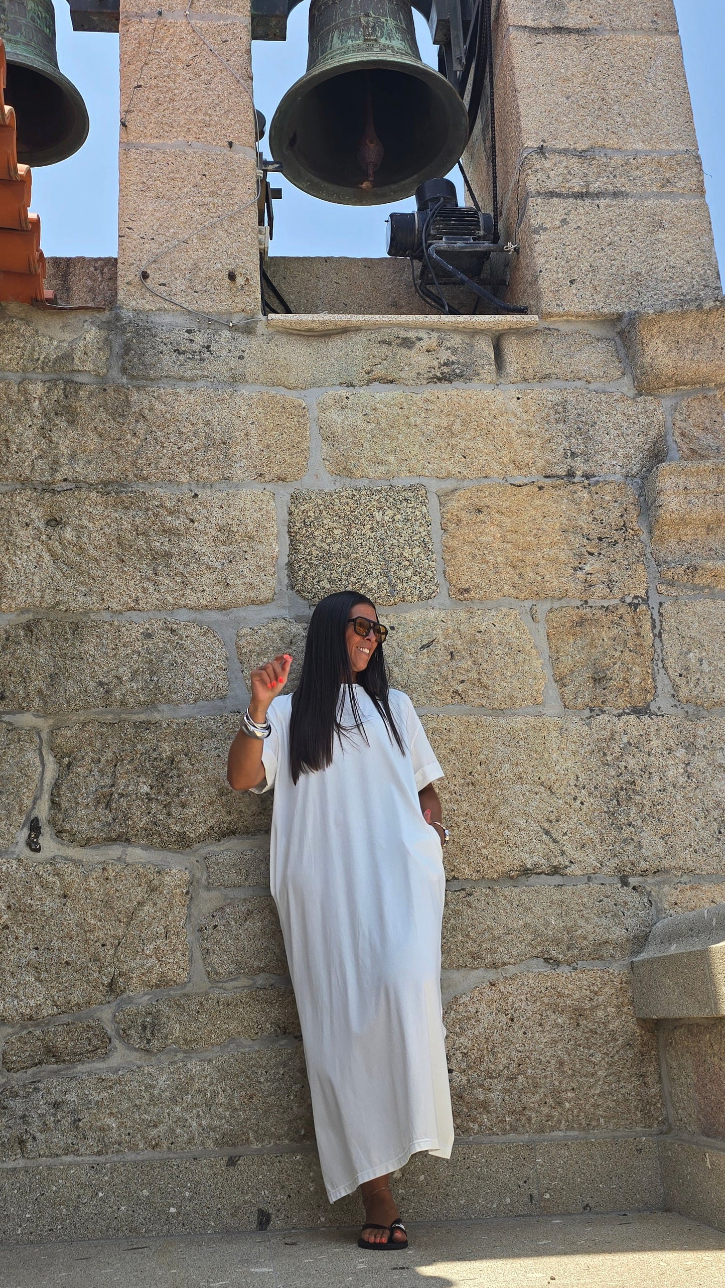 Robe T-shirt longue blanc cassé – fabrication italienne
