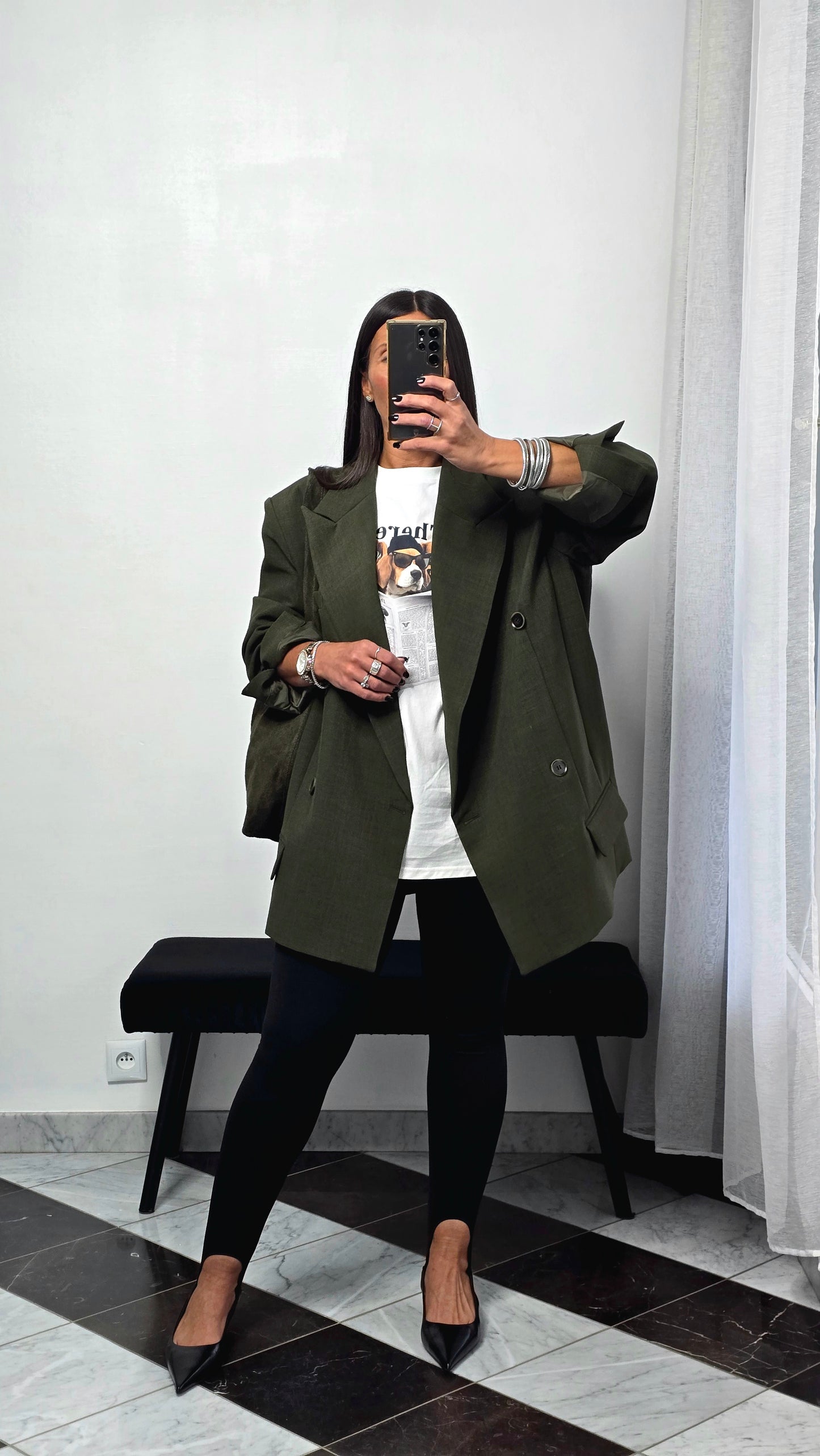 Blazer oversize vert feuille