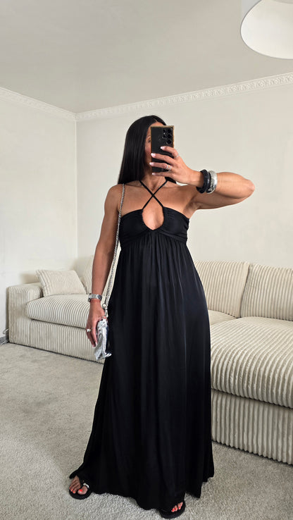 Robe longue dos nu -  noir