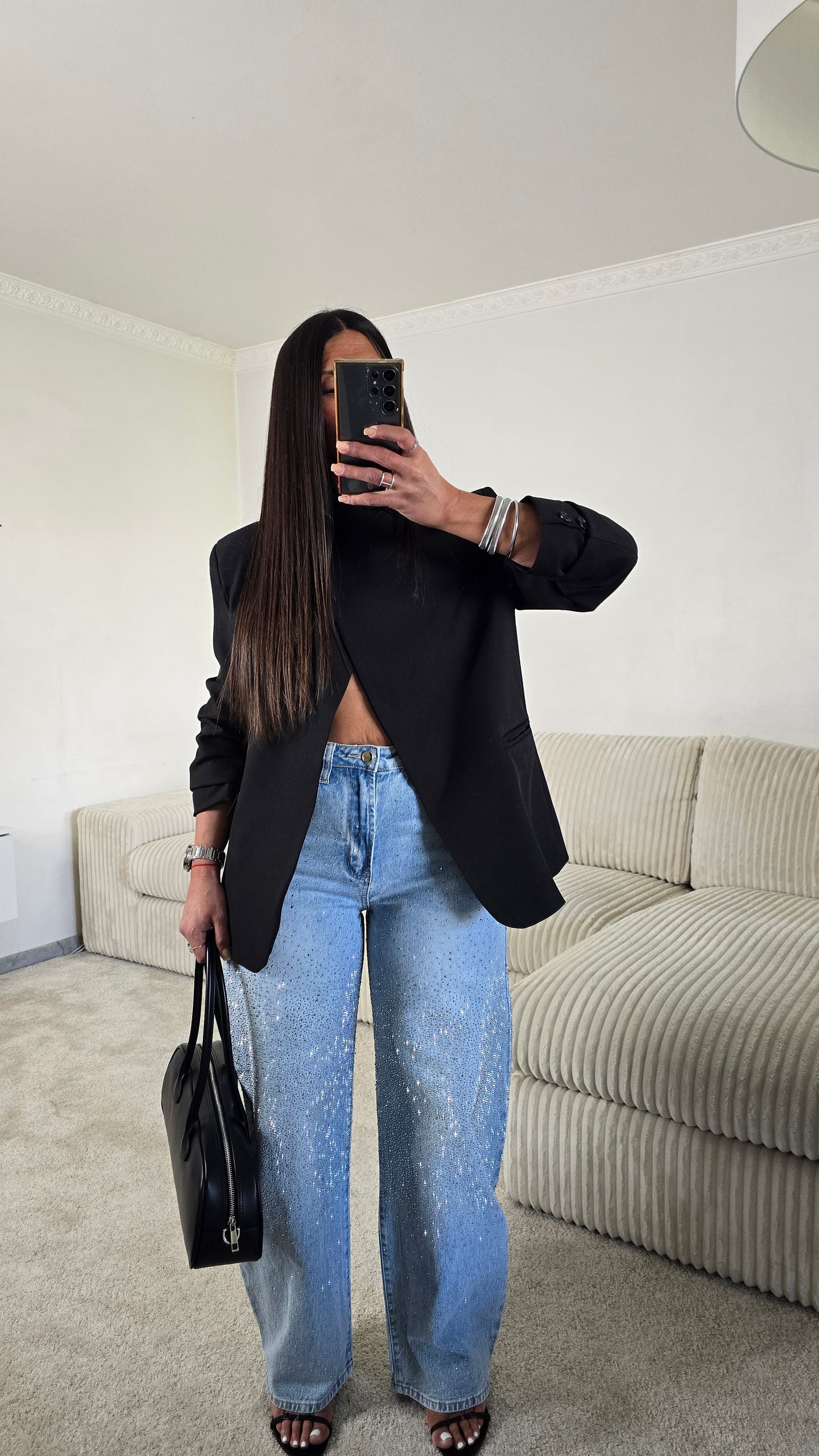 Blazer asymétrique structuré – noir intemporel