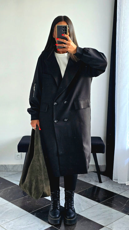 Manteau Long Esprit Blazer Bombers – Noir