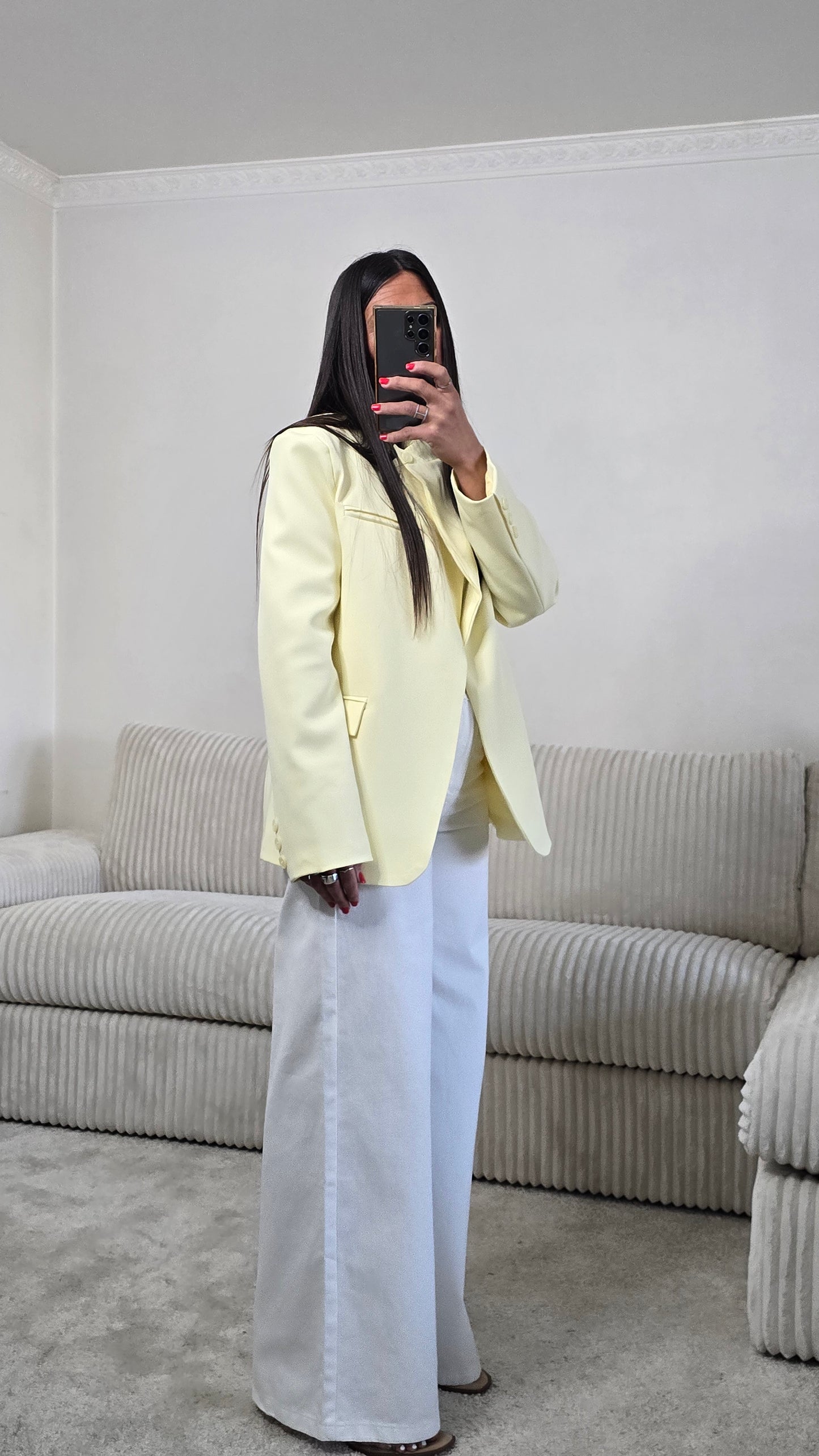 Jean palazzo blanc – coupe large structurée & taille haute