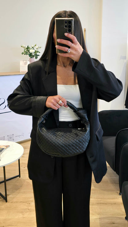 Sac en Cuir Noir – Élégance texturée & détails tendance
