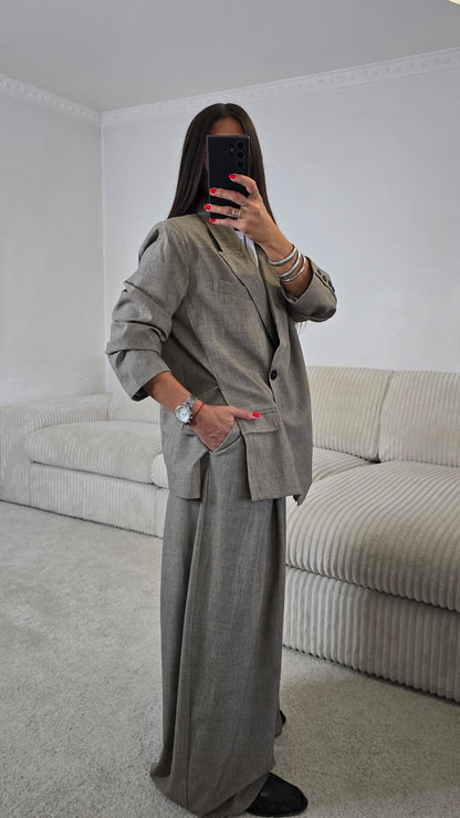 Blazer tailleur oversize taupe