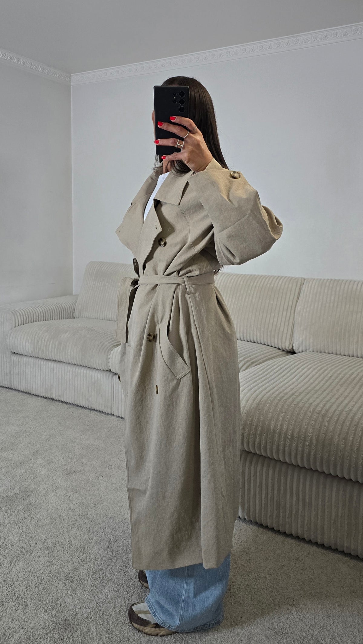 Trench long oversize beige sable