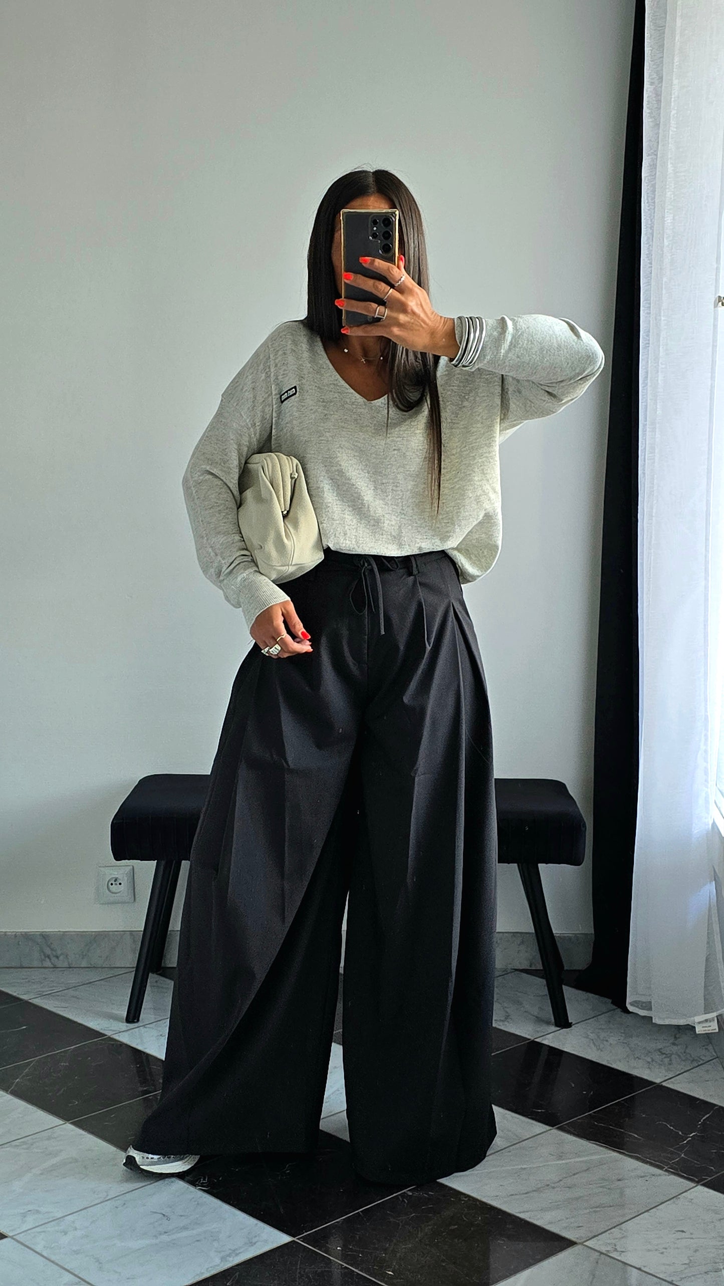 Sac pochette rigide – Écru