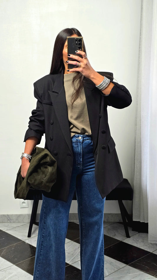 Blazer oversize structuré noir – esprit tailoring