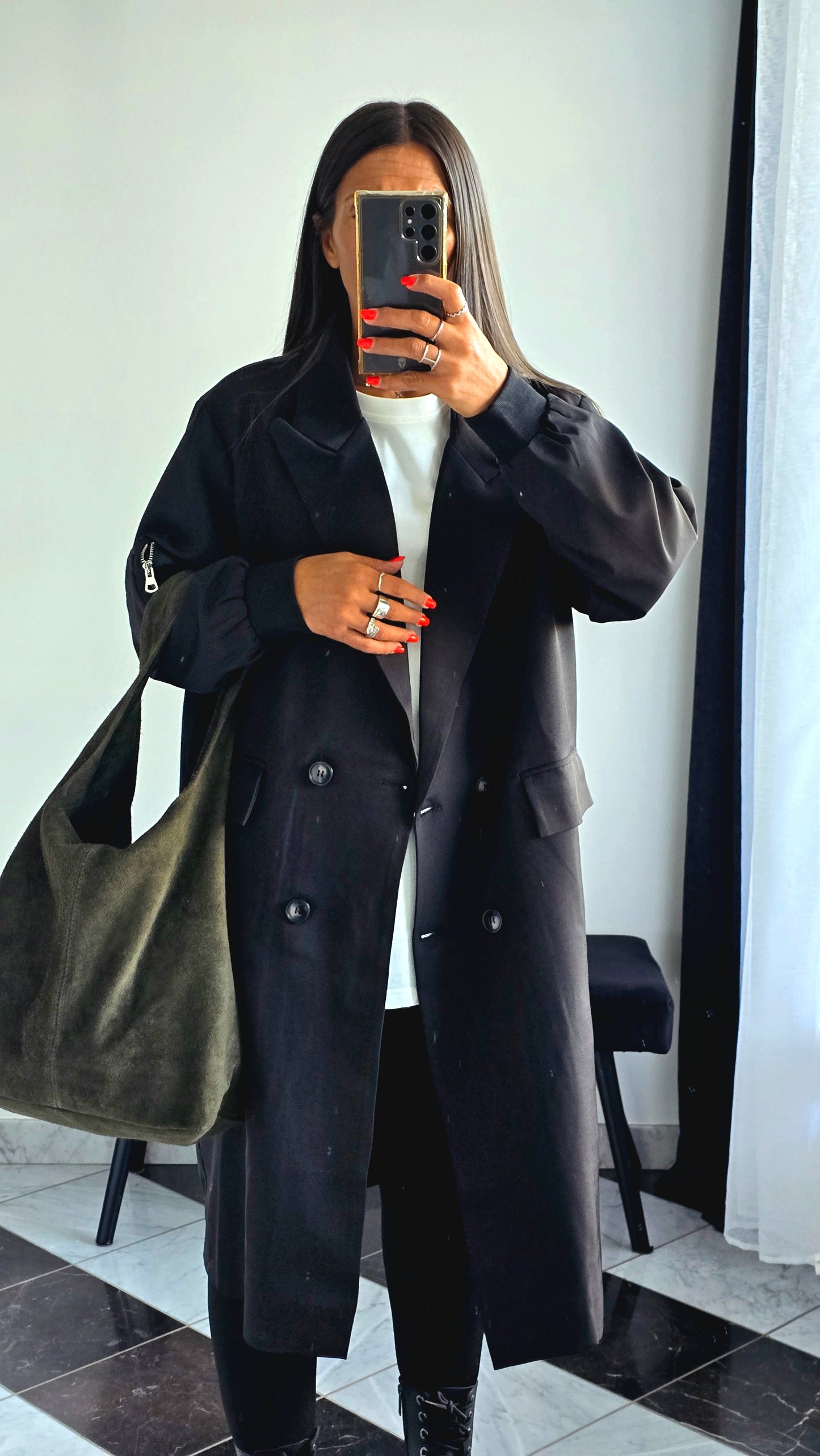 Manteau Long Esprit Blazer Bombers – Noir