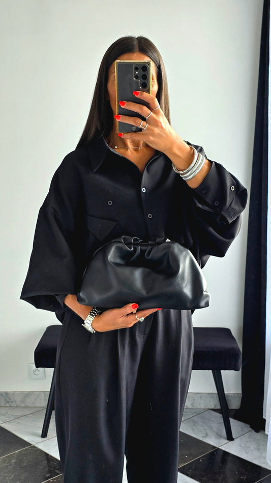 Pochette en cuir de vachette – Noir