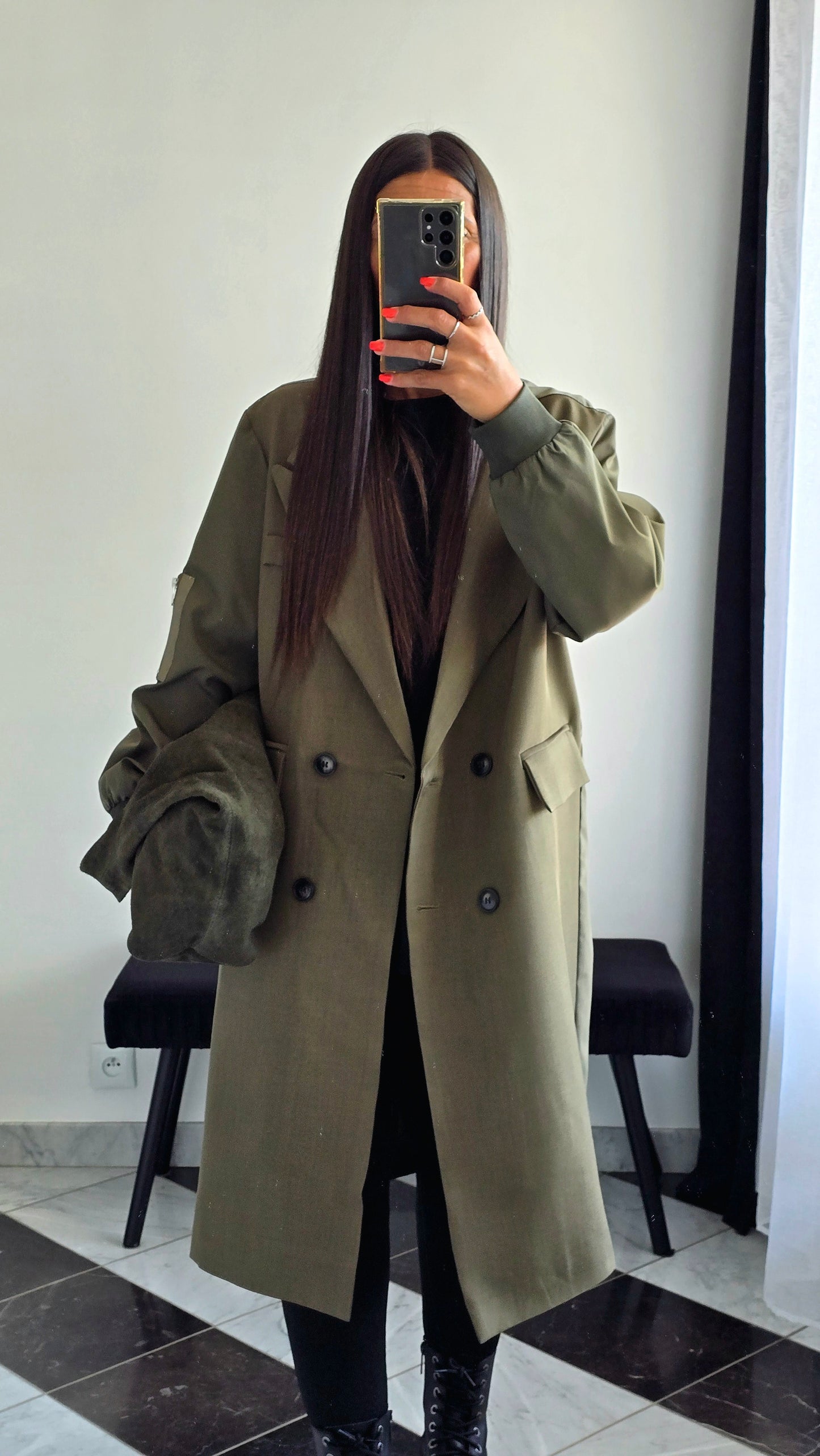 Manteau Long Esprit Blazer Bombers – Kaki