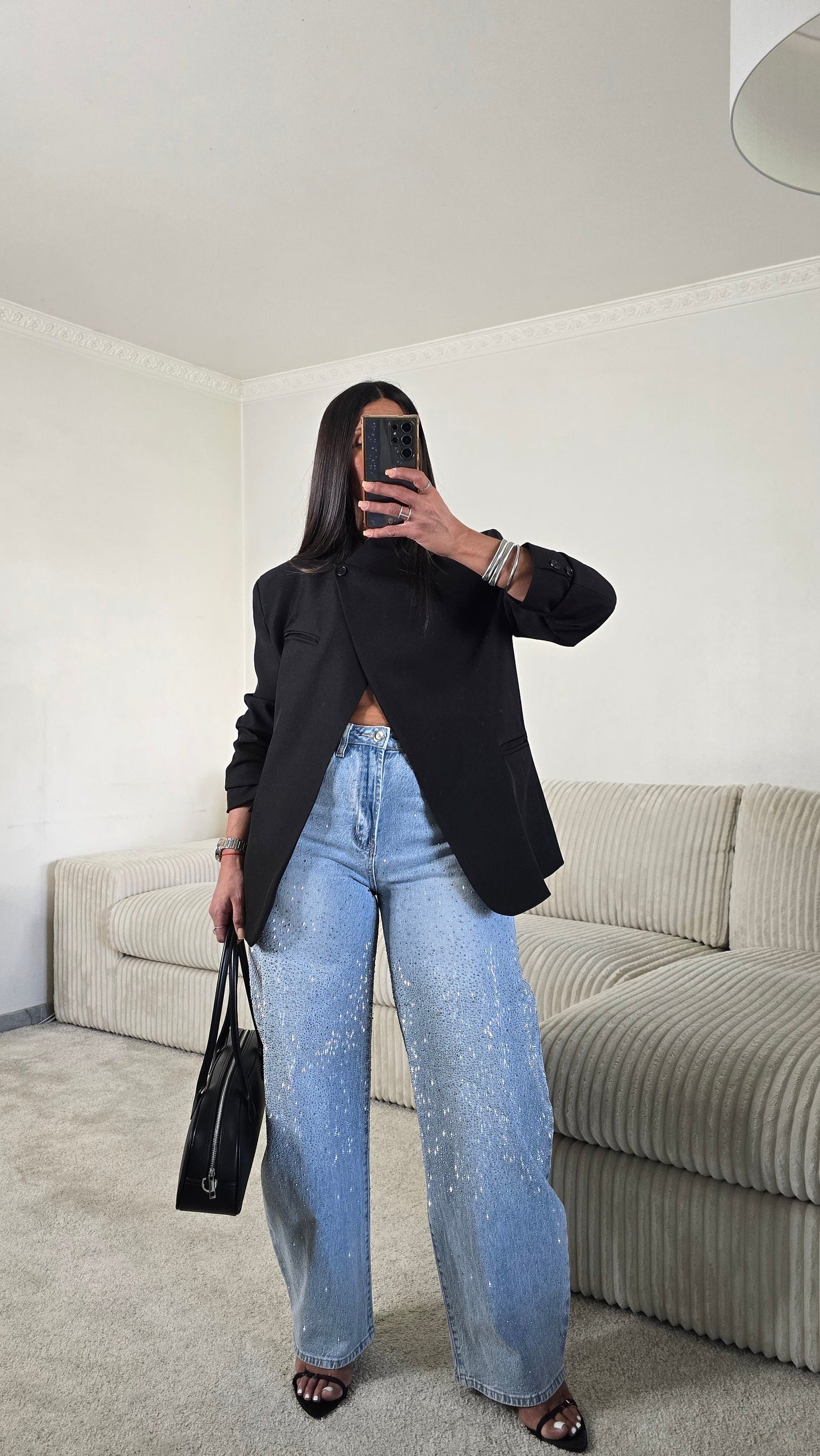 Blazer asymétrique structuré – noir intemporel