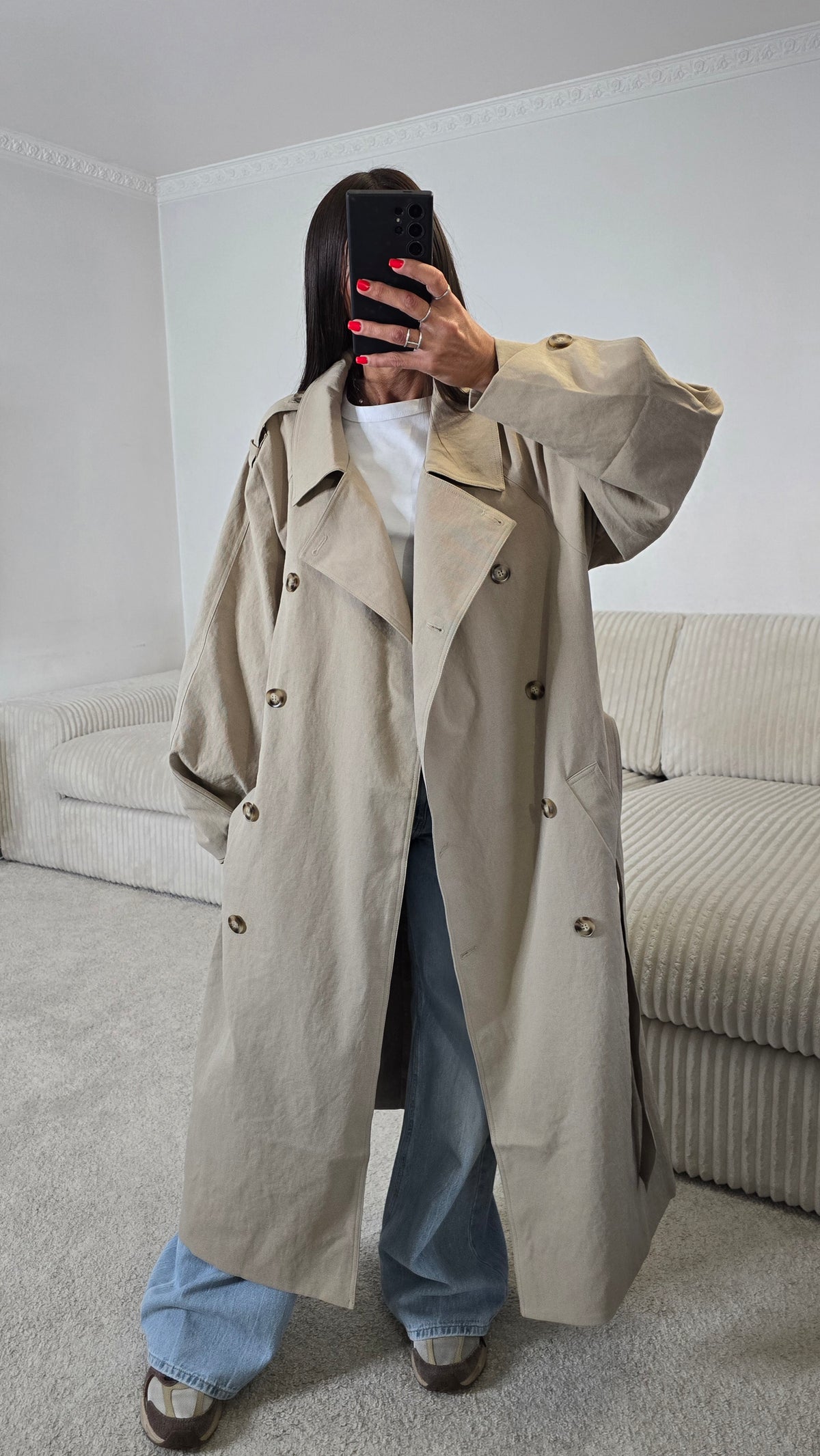 Trench long oversize beige sable