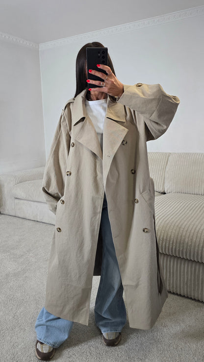 Trench long oversize beige sable