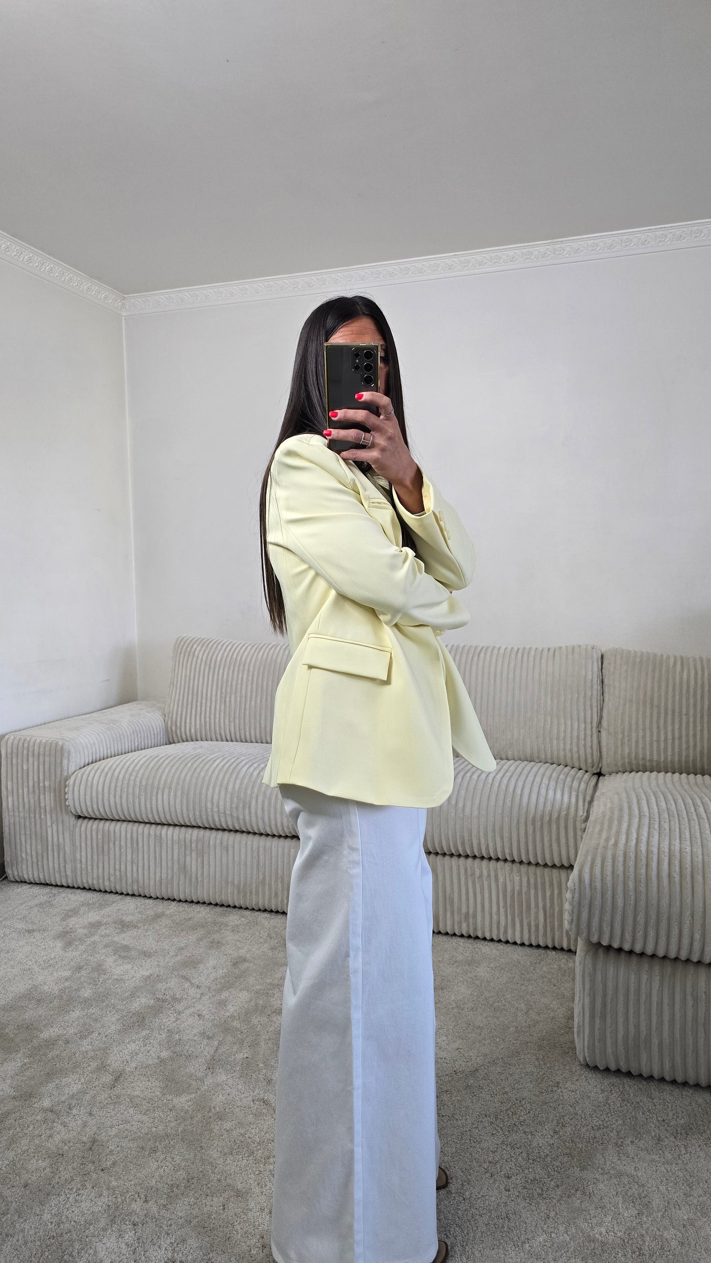 Blazer asymétrique structuré – jaune beurre lumineux