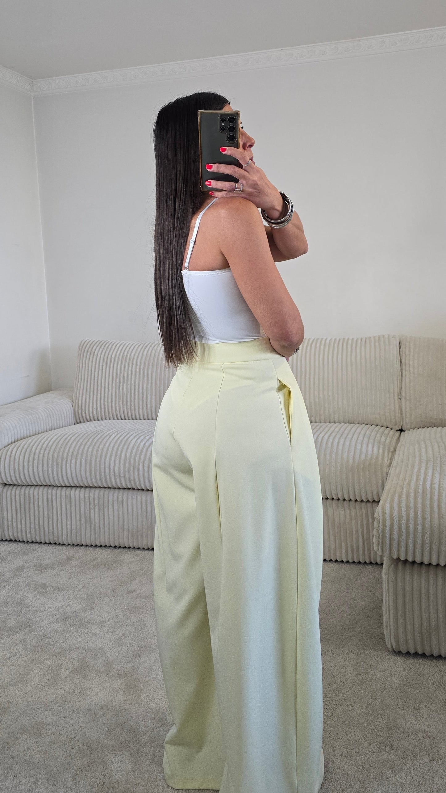 Pantalon tailoring large – jaune beurre lumineux