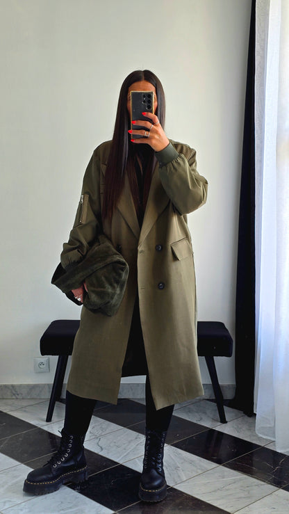 Manteau Long Esprit Blazer Bombers – Kaki