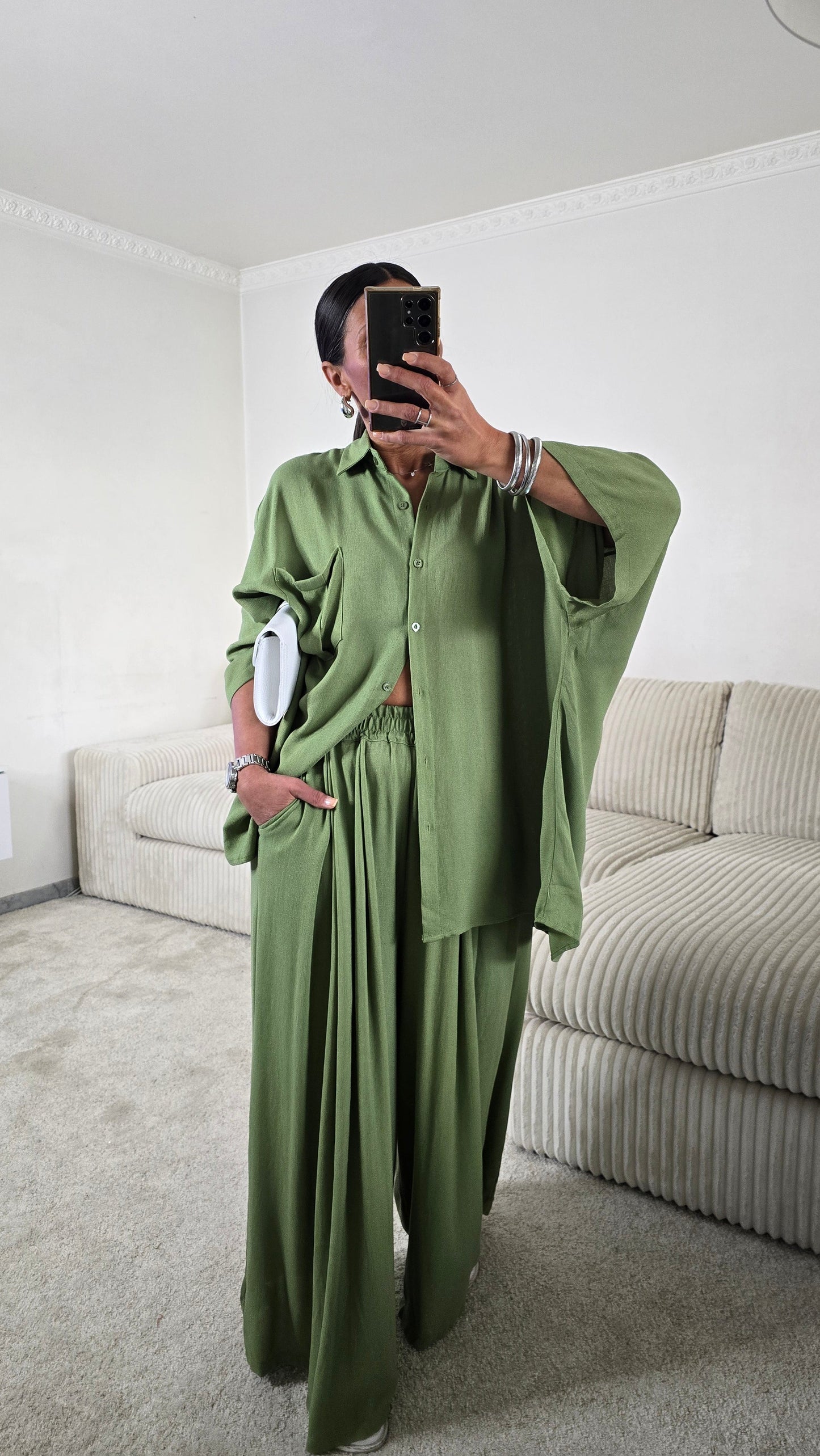 Ensemble ample vert matcha – confort et allure