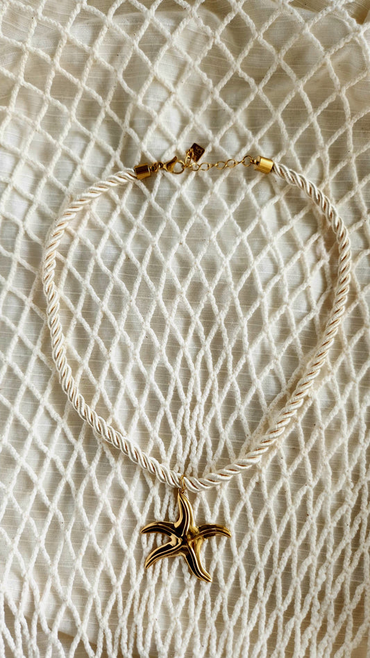 Collier Etoile De Mer Cordon Beige
