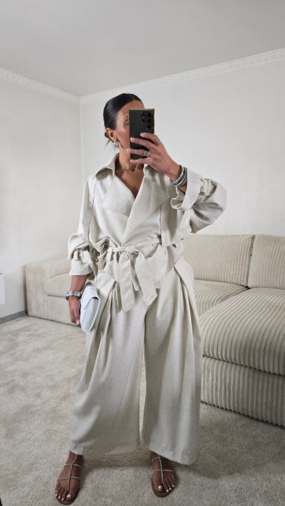 Ensemble signature ceinturé – écru naturel